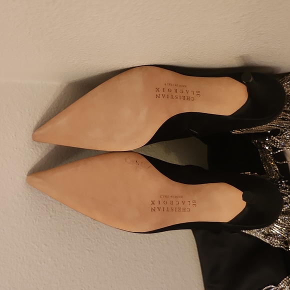 ♤ Christian Lacroix Black Satin Chandelier Boots - Picture 9 of 12